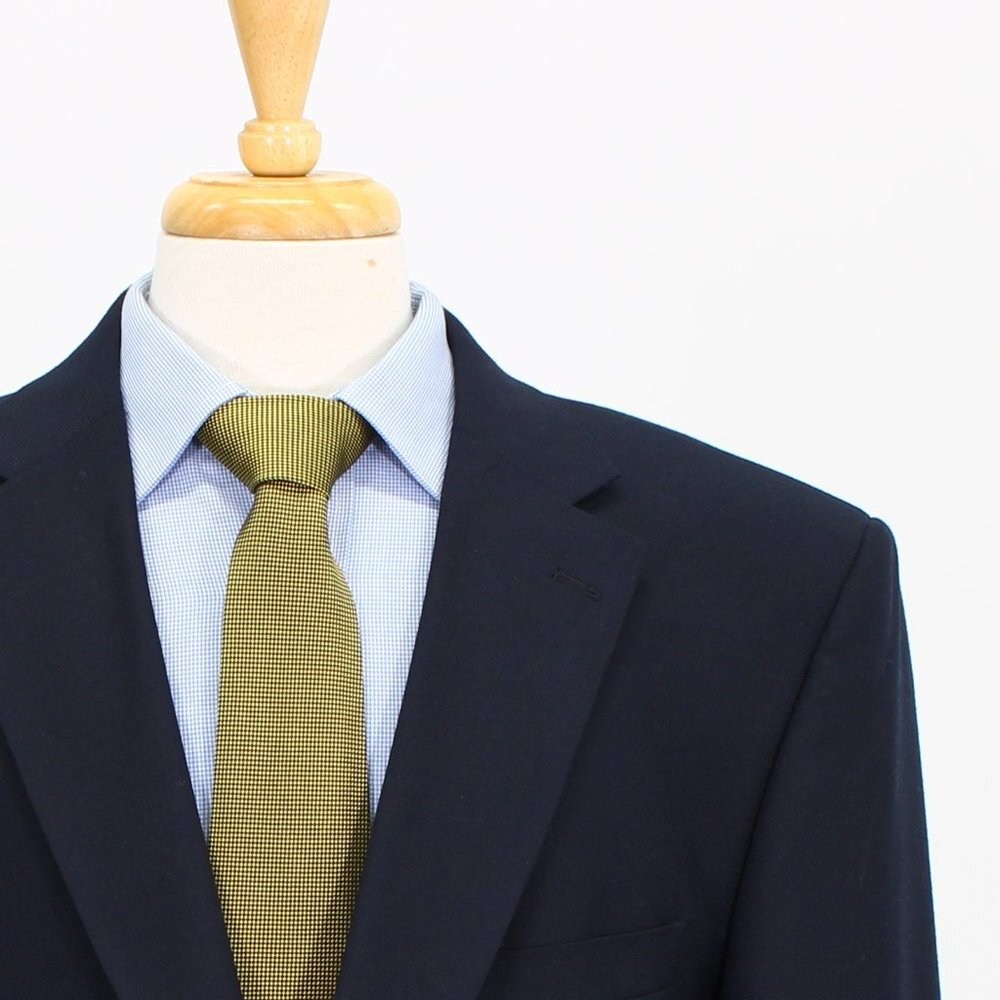 Statements 46l Navy Solid 2-Button Sport Coat Bla… - image 5